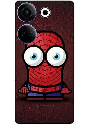 Чехол силиконовый бампер для tecno camon 20 pro с рисунком миньон человек паук spider man