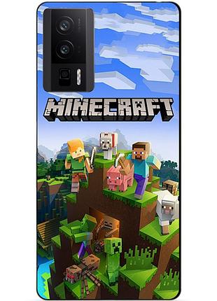 Чехол силиконовый бампер для xiaomi poco f5 pro с рисунком minecraft майнкрафт