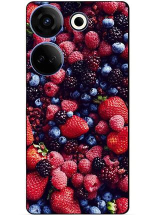 Силіконовий чохол бампер для tecno camon 20 pro з малюнком ягоди