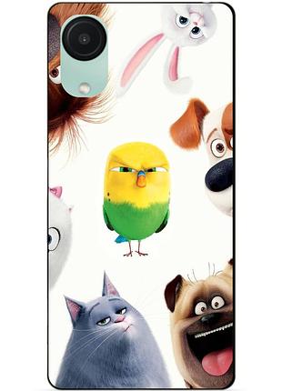 Чехол силиконовый бампер для samsung a03 core с рисунком тайная жизнь домашних животных
