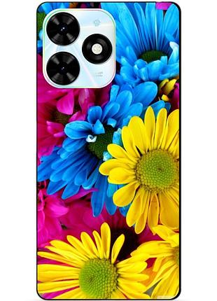 Чехол силиконовый бампер для infinix hot 40 pro (x6837) с рисунком хризантемы цветы