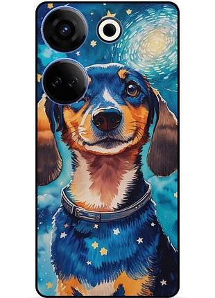 Силіконовий бампер чохол для tecno camon 20 pro з малюнком пес ван гог зіркова ніч