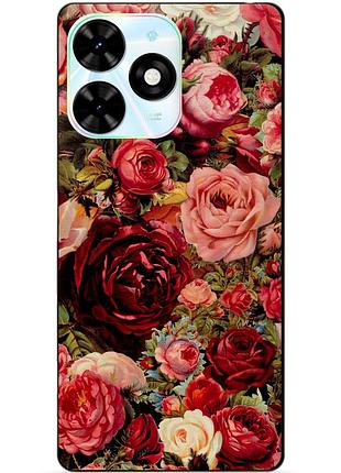 Чехол силиконовый бампер для infinix hot 40 (x6836) с рисунком красные розы цветы