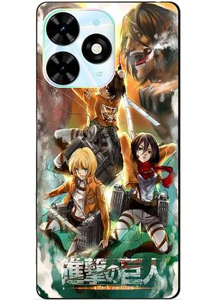 Чехол силиконовый бампер для tecno spark 20c с рисунком атака на титанов attack on titan
