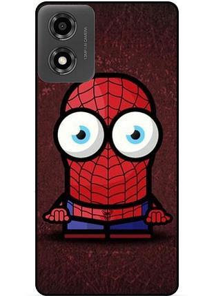 Силіконовий бампер чохол для motorola moto g04 з малюнком міньйон людина-павук spider man