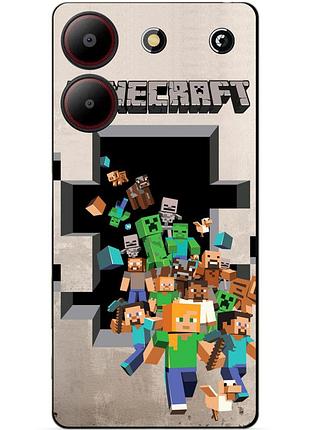 Чехол силиконовый бампер для zte blade a54 с картинкой minecraft майнкрафт