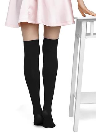 Гольфи щільний капрон 120 ден високі чорні one size 1300 панчохи заколінки високі плотні шкарпетки