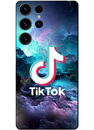 Чехол силиконовый бампер для samsung s23 ultra с рисунком tik tok тик ток
