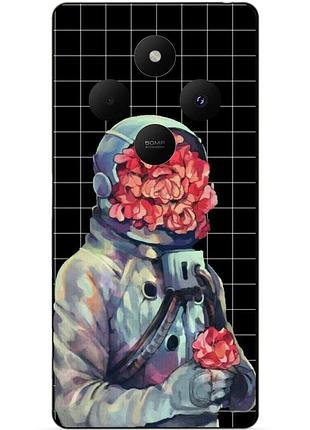 Чехол силиконовый бампер для xiaomi poco c75 с рисунком скафандр цветы