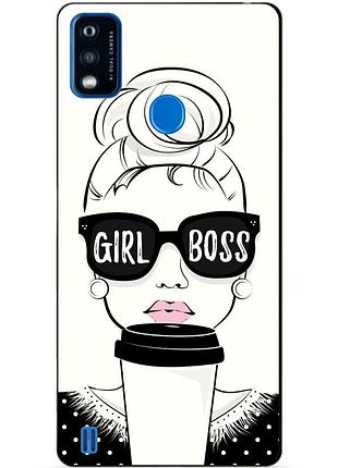 Чехол силиконовый бампер для zte blade a51 с рисунком girl boss