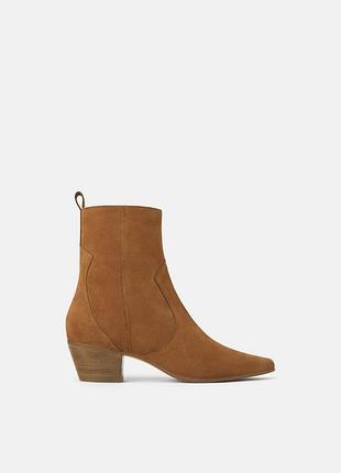 Казаки замшеві ботильони чоботи zara 38 р.