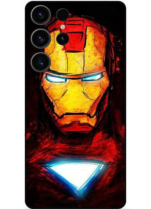 Чехол силиконовый бампер для samsung s23 ultra с рисунком marvel марвел железный человек iron man