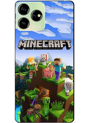 Чехол силиконовый бампер для zte blade v50 design с рисунком minecraft майнкрафт