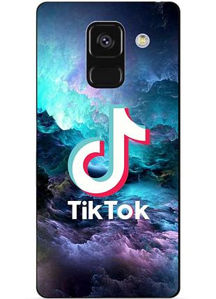 Чехол силиконовый бампер для samsung a8 plus с рисунком tik tok тик ток