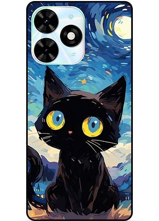 Чехол силиконовый бампер для infinix hot 40 pro (x6837) котик звездная ночь ван гог