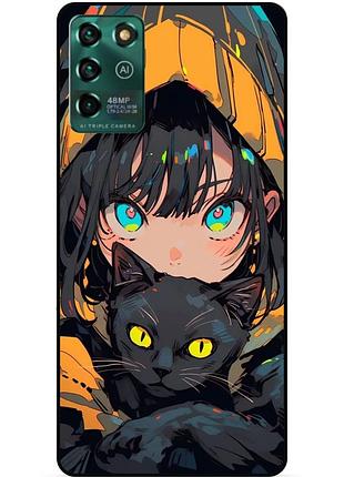 Чехол силиконовый бампер для zte blade v30 vita с рисунком аниме котик