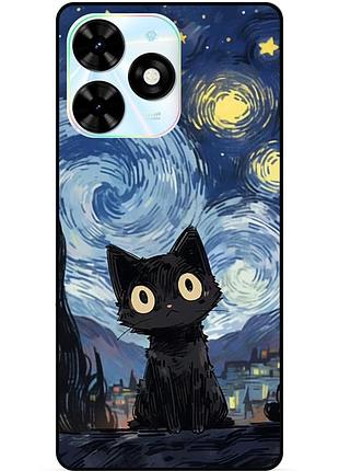 Силіконовий бампер чохол для infinix hot 40i (x6528b) з малюнком котик ван гог зіркова ніч