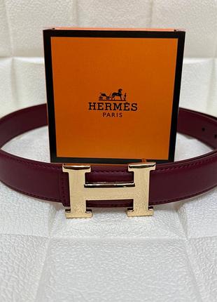Ремінь пояс жіночий шкіра шкіряний в стилі hermes/ ремень пояс женский кожа кожаный бордовый