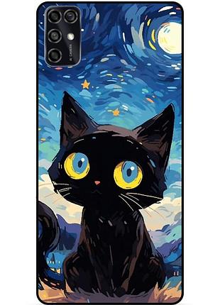 Чехол силиконовый бампер для zte blade v2020 smart котик звездная ночь ван гог