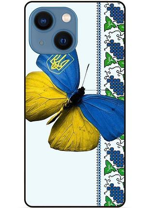 Чехол силиконовый бампер для iphone 14 с рисунком бабочка украина мотылек