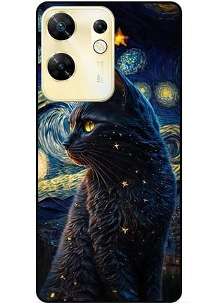 Силіконовий бампер чохол для infinix zero 30 4g з малюнком кішка ван гог зіркова ніч