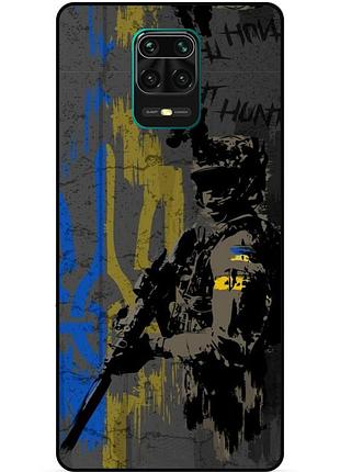Силіконовий чохол бампер для xiaomi redmi note 9 pro з малюнком зсу україна night hunter