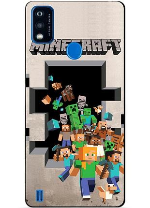 Чехол силиконовый бампер для zte blade a51 с картинкой minecraft майнкрафт
