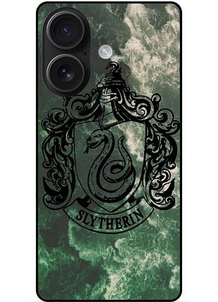 Чехол силиконовый бампер для iphone 16 plus с рисунком слизерин slytherin гарри поттер harry potter