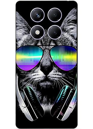 Чехол силиконовый бампер для xiaomi redmi note 14 pro с рисунком музыкальный кот