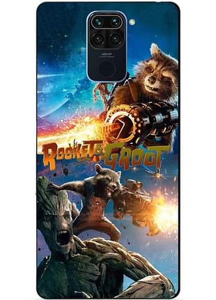 Силіконовий чохол бампер для xiaomi redmi note 9 rocket groot ракета грут стражі галактики