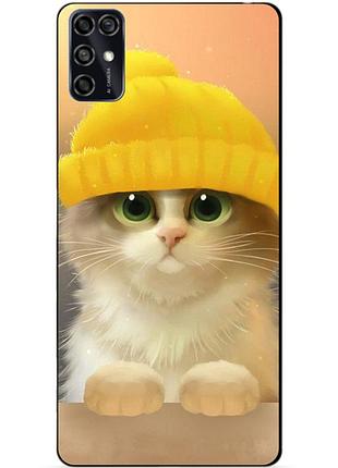 Чехол силиконовый бампер для zte blade v2020 smart с рисунком котик в шапке