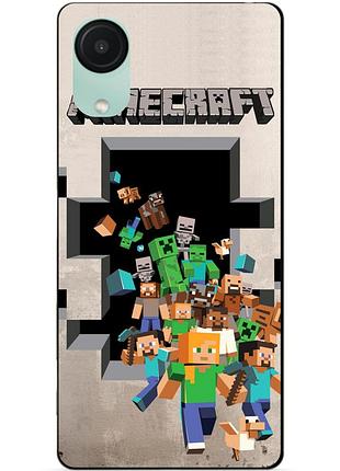 Чехол силиконовый бампер для samsung a03 core с картинкой minecraft майнкрафт