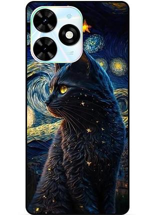 Силіконовий бампер чохол для infinix smart 8 (x6525) з малюнком кішка ван гог зіркова ніч