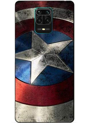 Силіконовий чохол бампер для xiaomi redmi note 9s з малюнком капітан америка супергерой marvel