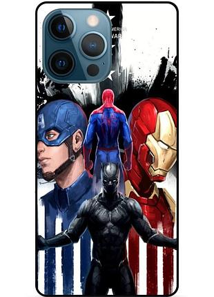 Чехол силиконовый бампер для iphone 15 pro max с рисунком marvel марвел человек паук