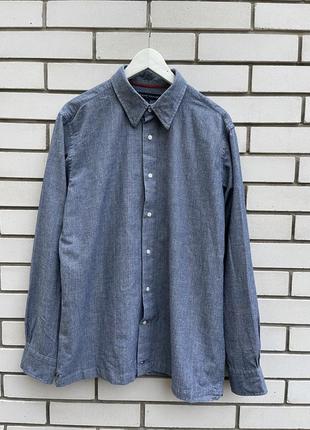 Джинсова класична блакитна сорочка бавовна від tommy hilfiger