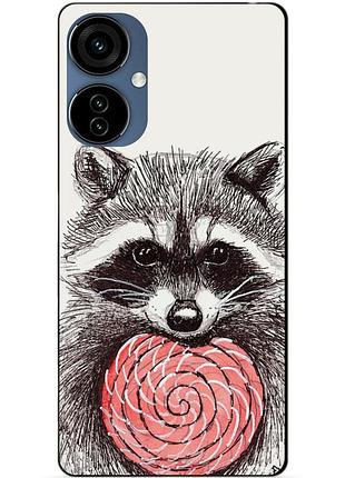 Силиконовый чехол бампер для oppo a40m с рисунком енот
