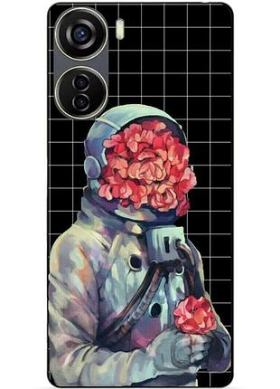 Силіконовий чохол бампер для zte blade v40 design з малюнком скафандр квіти