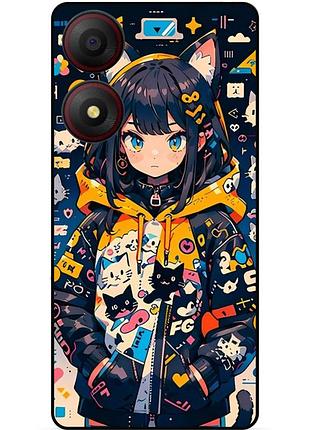 Силіконовий бампер чохол для zte blade a34 з малюнком котики аніме