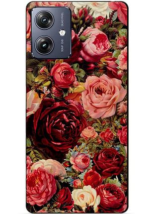 Силіконовий чохол бампер для motorola moto g55 з малюнком червоні троянди квіти