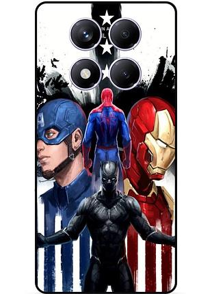 Чехол силиконовый бампер для xiaomi poco x7 с рисунком marvel марвел человек паук