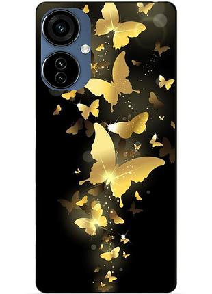 Силиконовый чехол бампер для oppo a3 с рисунком золотые бабочки мотыльки