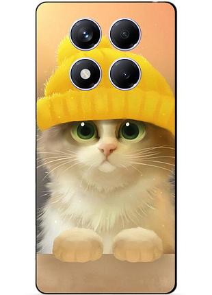 Силіконовий чохол бампер для xiaomi poco x7 з малюнком котик у шапці