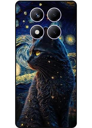 Силіконовий бампер чохол для xiaomi redmi note 14 pro plus 5g з малюнком кішка ван гог зіркова ніч