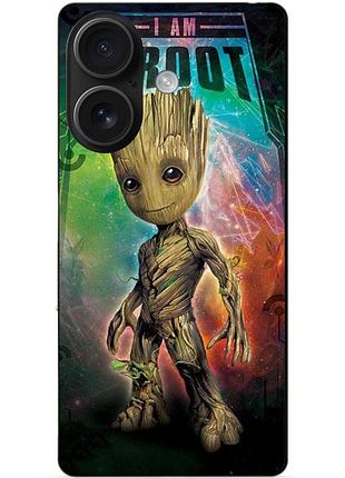 Чехол силиконовый бампер для iphone 16 plus с рисунком groot грут стражи галактики