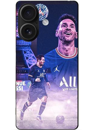 Чехол силиконовый бампер для iphone 16 plus с рисунком messi psg месси