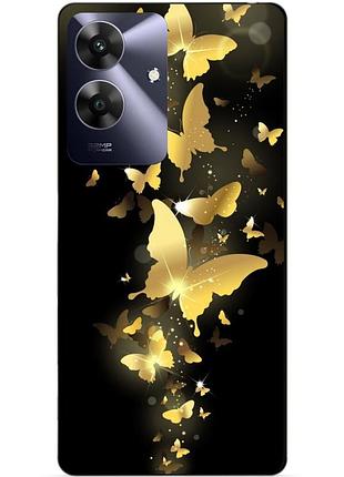 Силіконовий чохол бампер для realme note 60x з малюнком золоті метелики метелики метелики