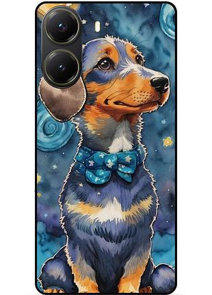 Силіконовий бампер чохол для xiaomi poco x7 pro з малюнком пес зіркова ніч ван гог