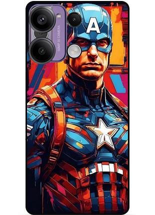 Чехол силиконовый бампер для xiaomi redmi note 13 pro с рисунком капитан америка marvel captain america