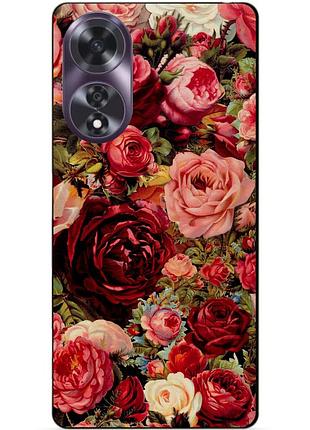 Чехол силиконовый бампер для oppo a60 с рисунком красные розы цветы